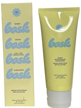 Bask Sheer Moisturizing Vegan Sunscreen SPF 30 Lotion 100mL NEW! FULL SIZE!